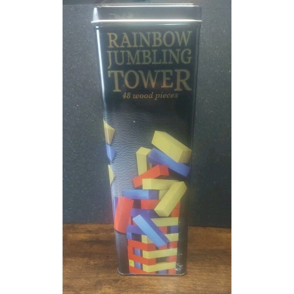 Rainbow Jumbling Tower 48-Piece Colorful Block Balancing Wood Stacking Game